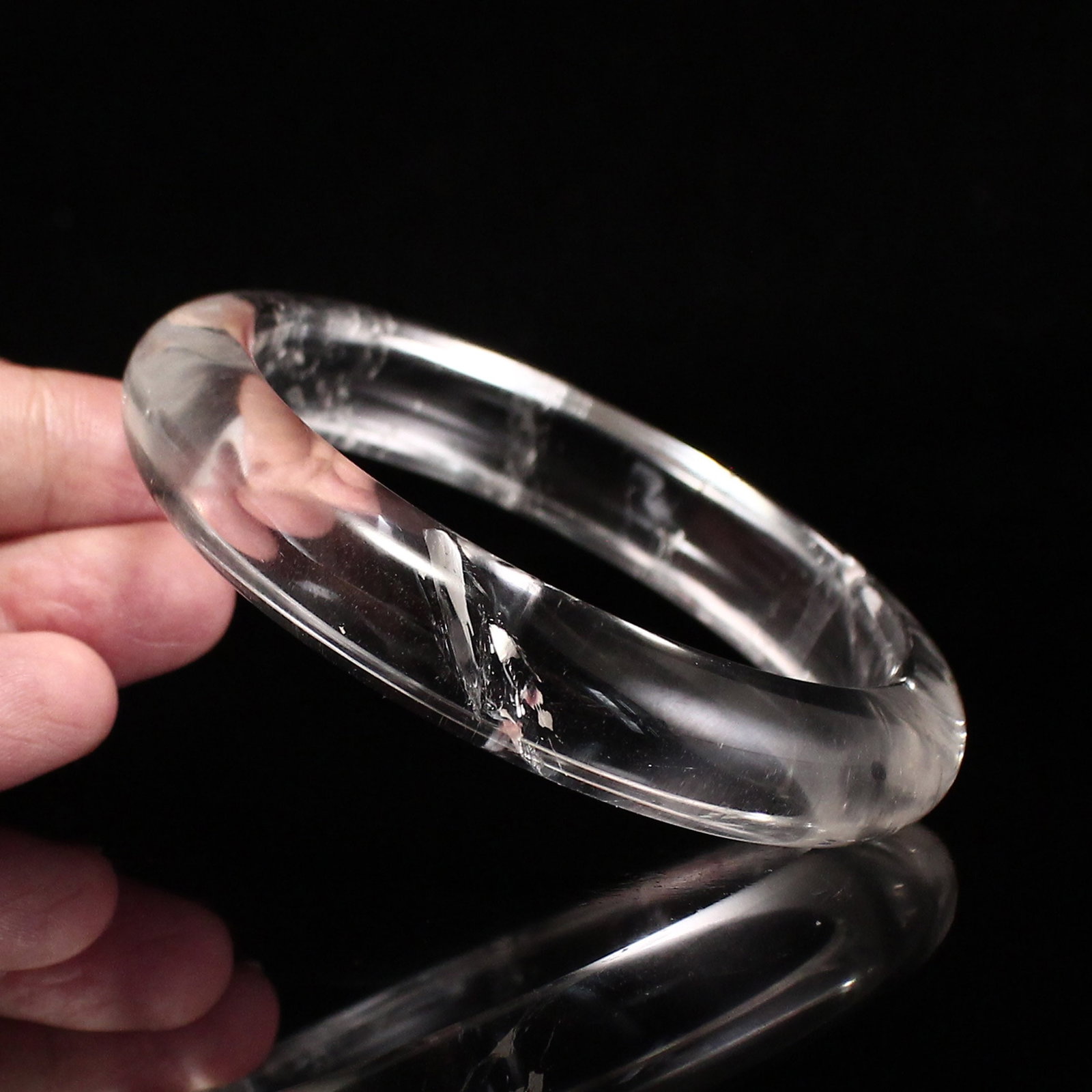 Inside Diameter 59mm White Crystal Bracelet Bangle - 5