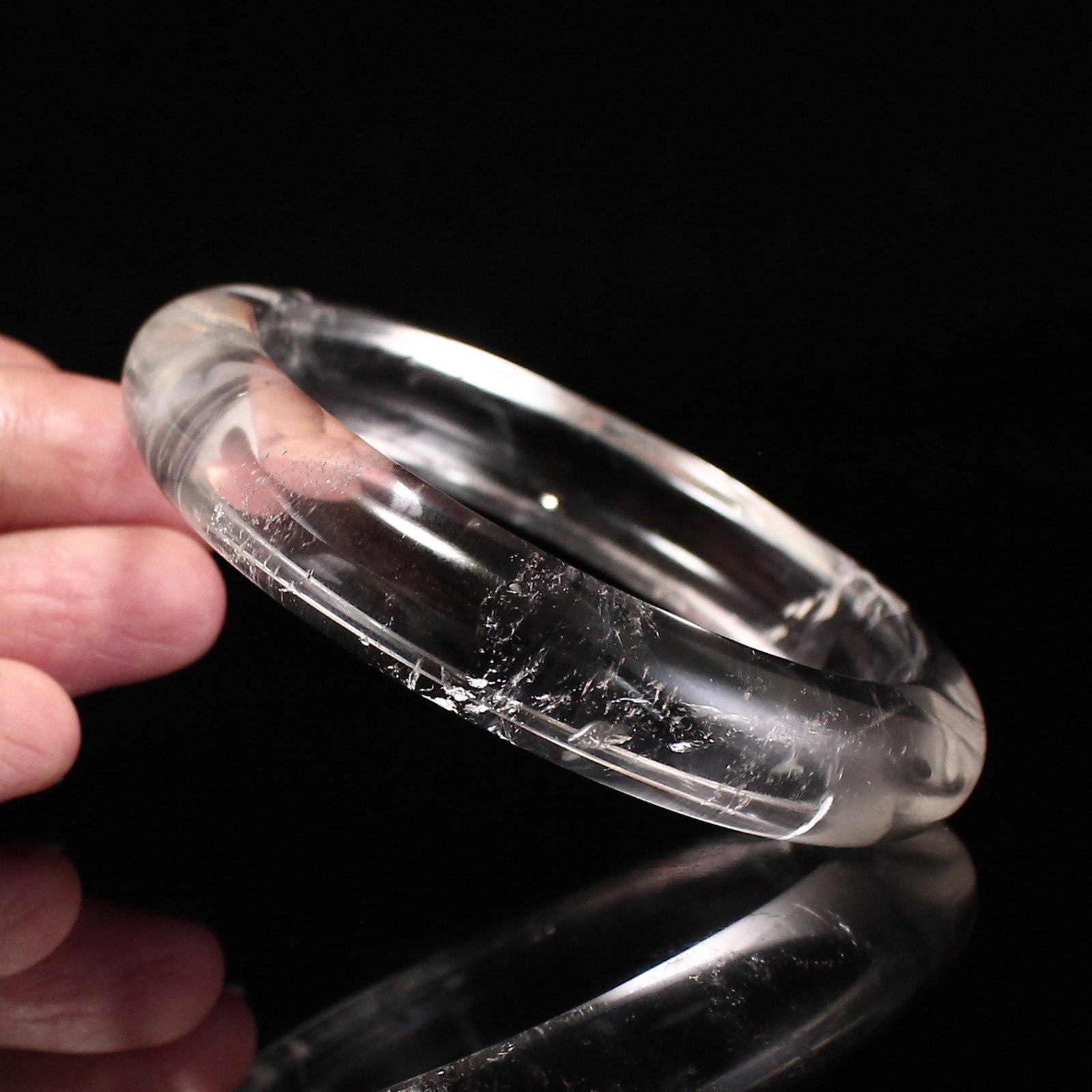 Inside Diameter 59mm White Crystal Bracelet Bangle - 6