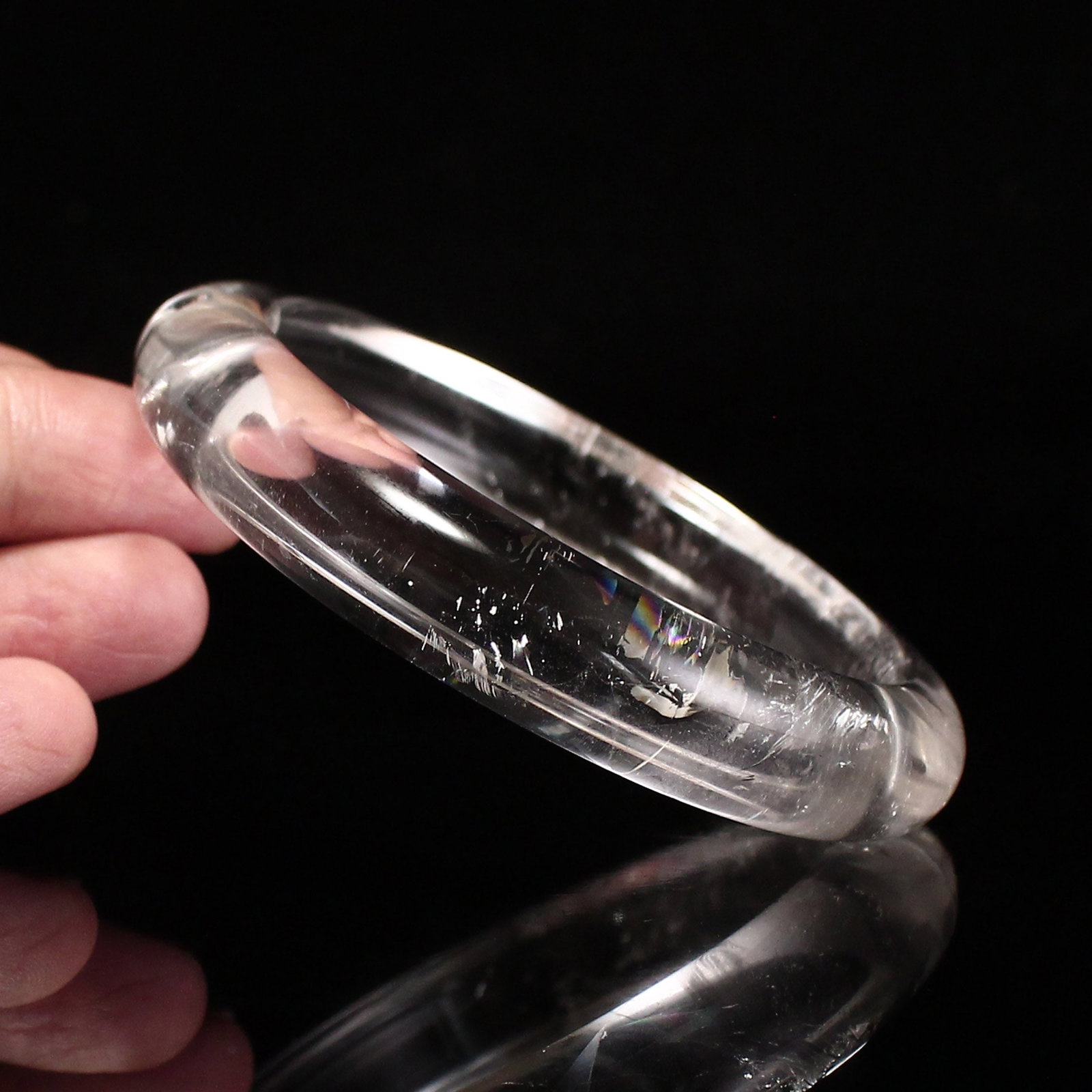 Inside Diameter 59mm White Crystal Bracelet Bangle - 7
