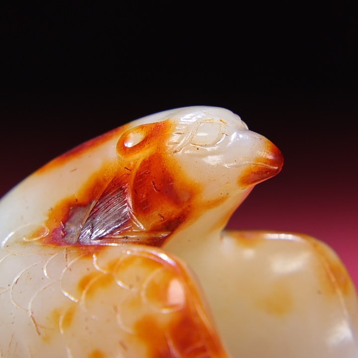 Inside Diameter 24mm Hetian Jade Bird Thumb Ring - 2