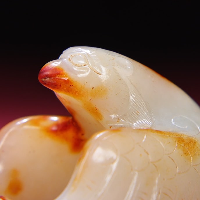 Inside Diameter 24mm Hetian Jade Bird Thumb Ring - 5