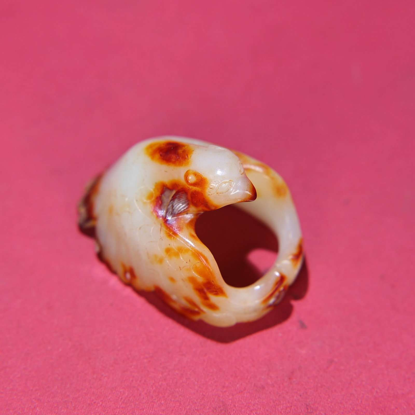 Inside Diameter 24mm Hetian Jade Bird Thumb Ring - 8