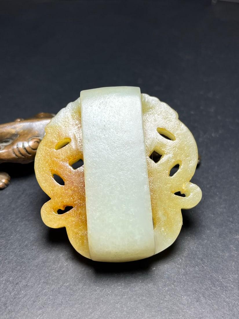 Openwork Hetian Jade Belt Buckle - 5