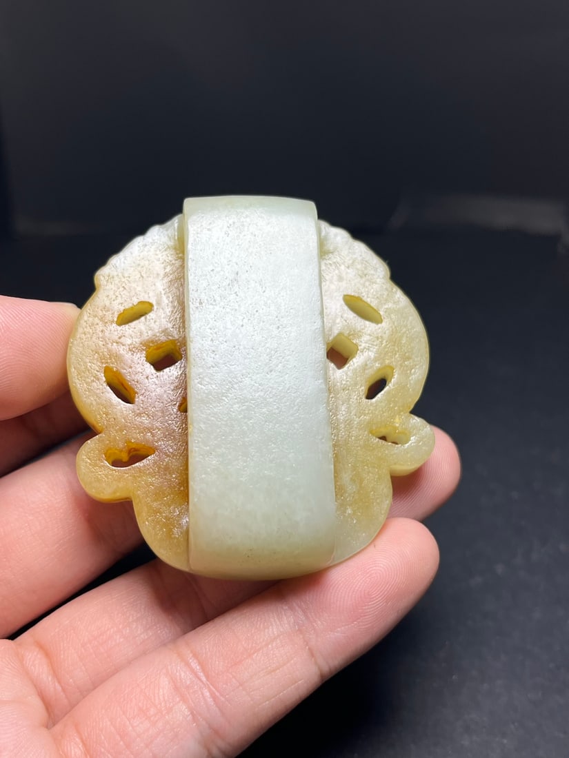 Openwork Hetian Jade Belt Buckle - 9