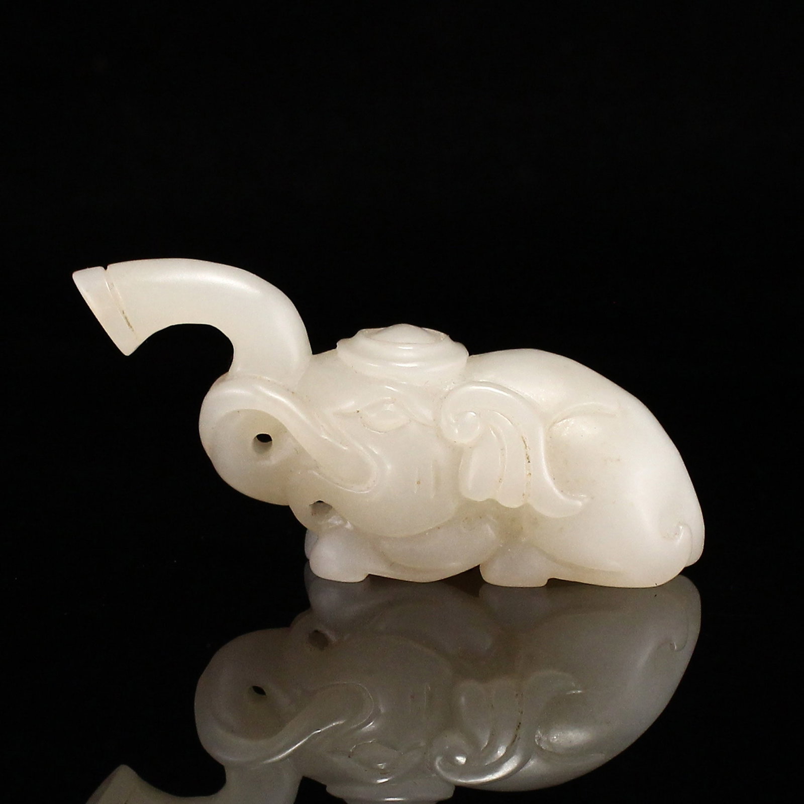 Old Hetian Jade Pendant - Elephant - 5