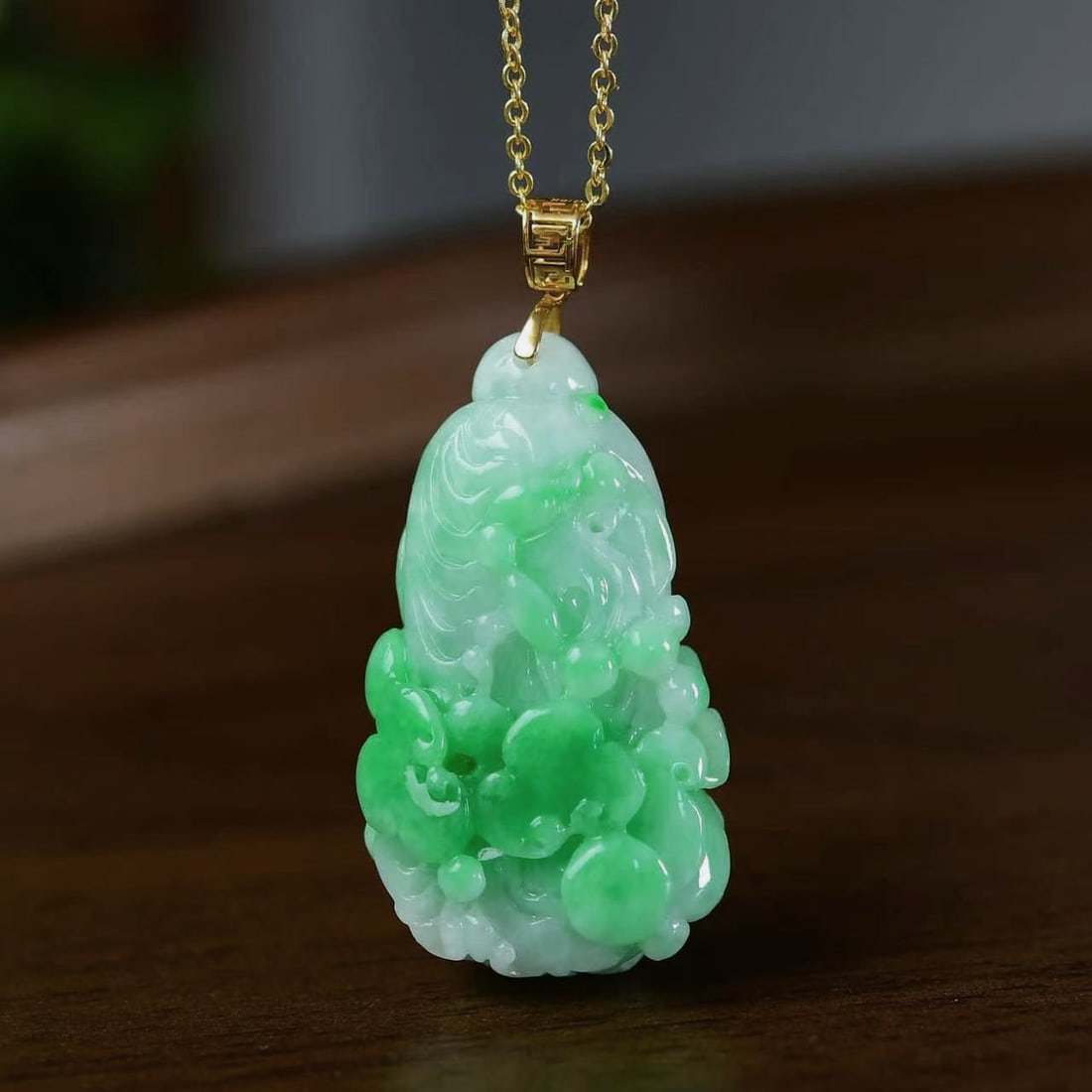 Natural Green Jadeite Carved Fortune Cabbage Pendant (1 of 6)
