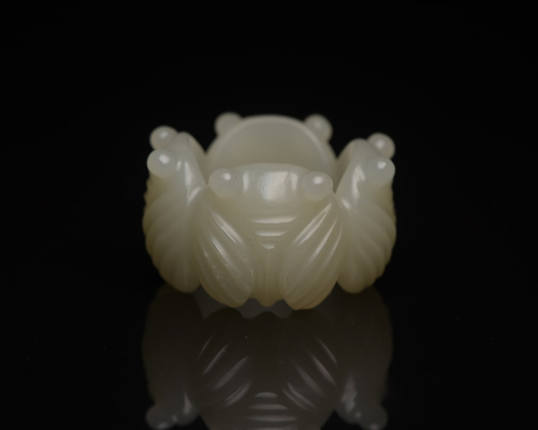 Inside Diameter 23mm Hetian Jade Cicada Ring - 2
