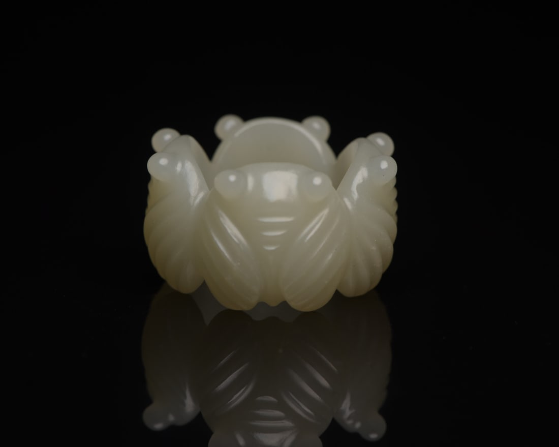 Inside Diameter 23mm Hetian Jade Cicada Ring - 3