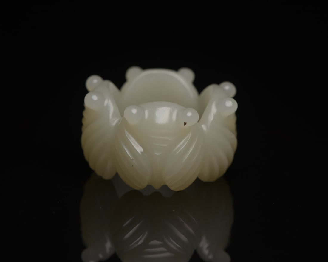 Inside Diameter 23mm Hetian Jade Cicada Ring - 4