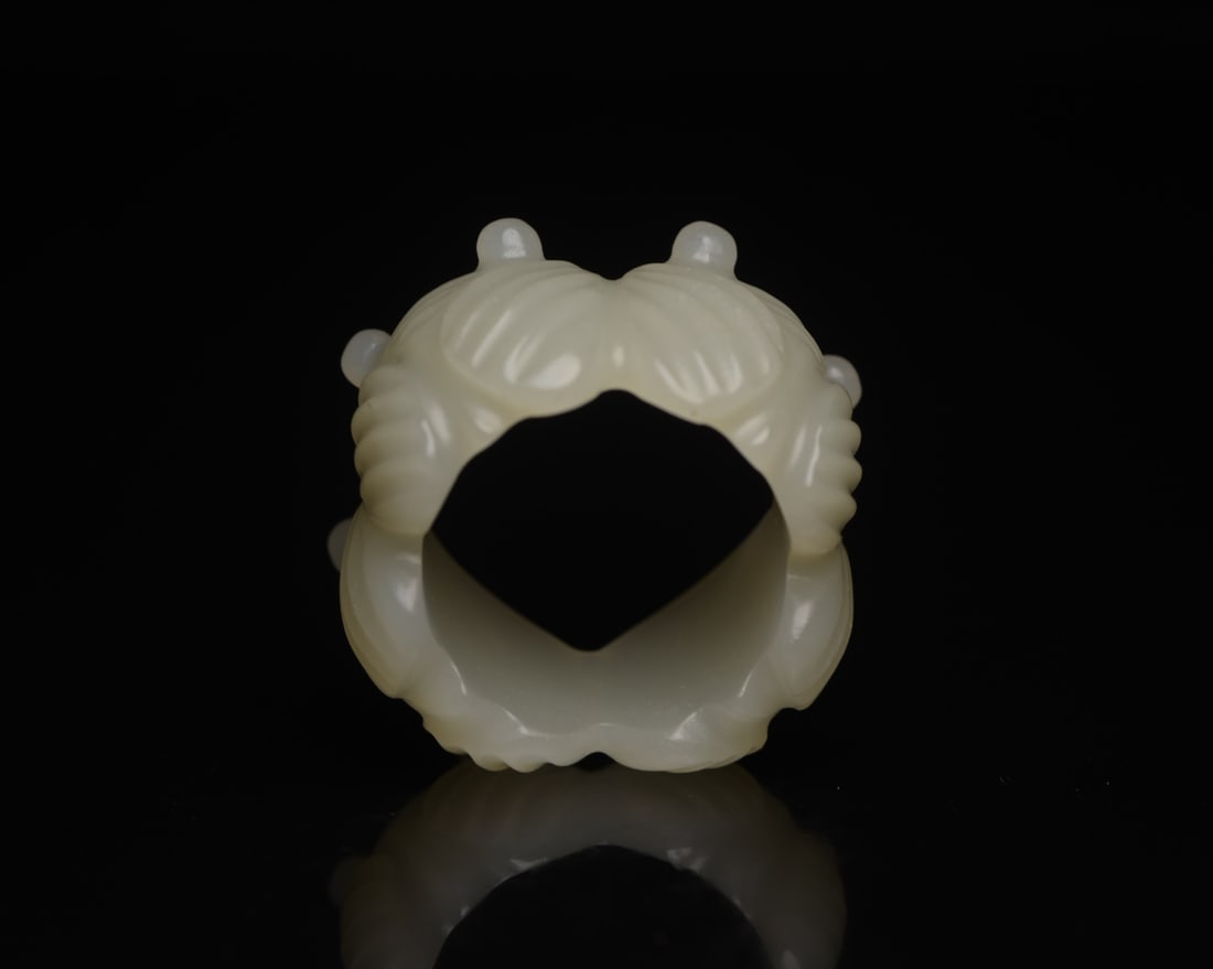 Inside Diameter 23mm Hetian Jade Cicada Ring - 6