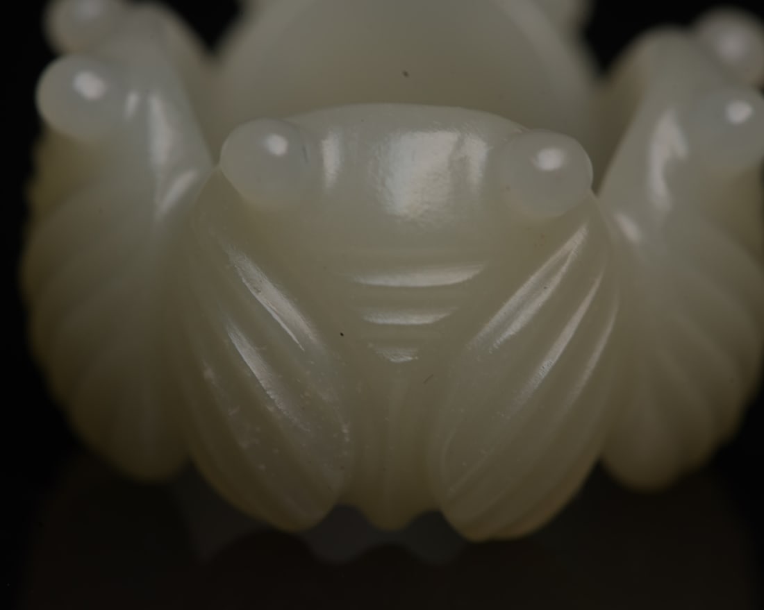 Inside Diameter 23mm Hetian Jade Cicada Ring - 7