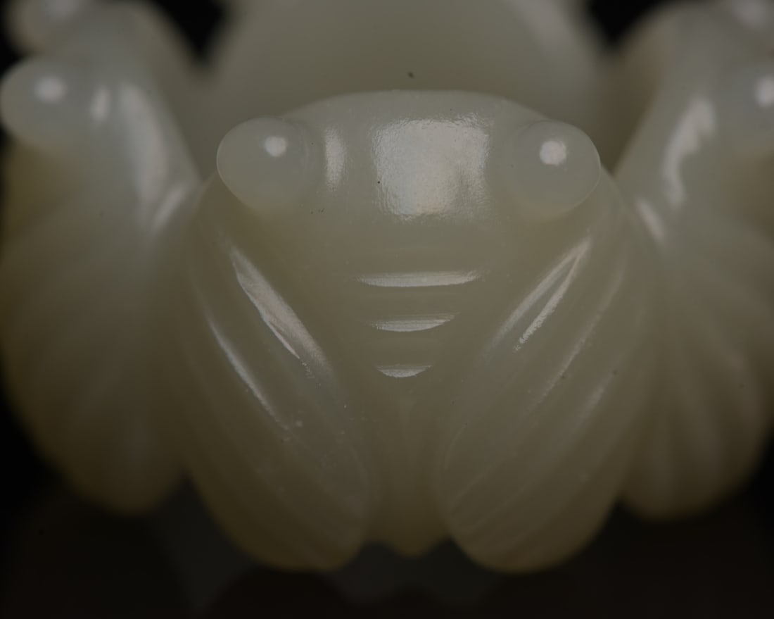 Inside Diameter 23mm Hetian Jade Cicada Ring - 8