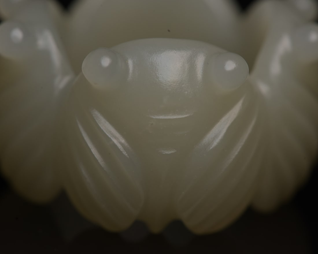 Inside Diameter 23mm Hetian Jade Cicada Ring - 9