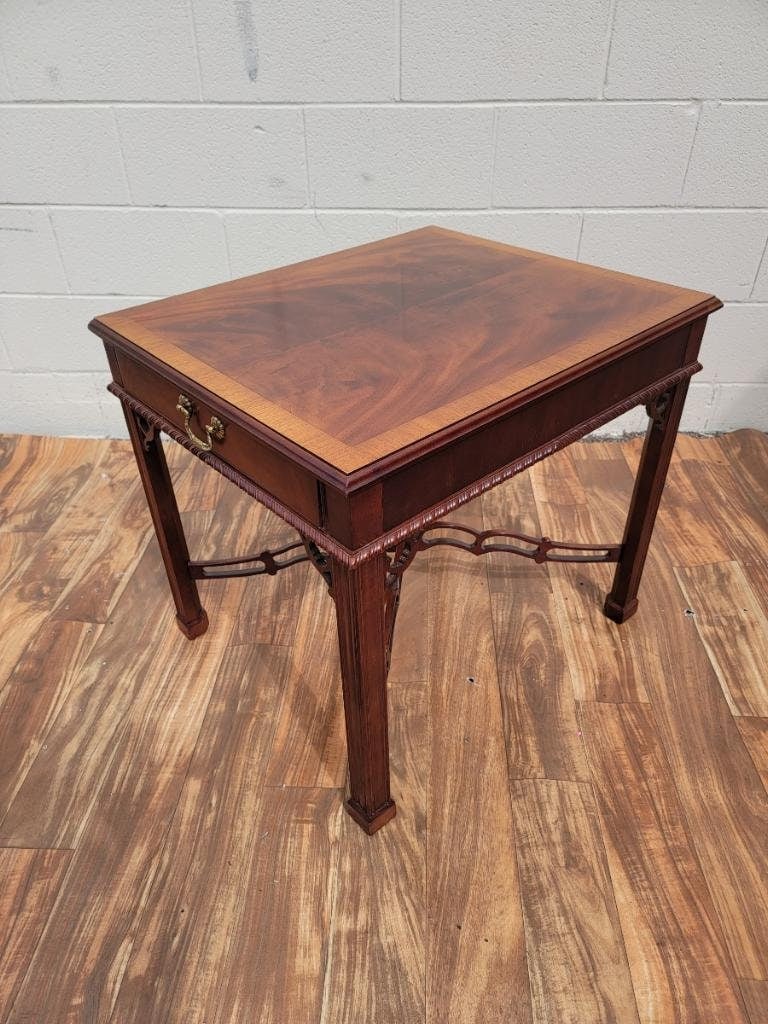 Vintage Chippendale Style Flame Mahogany Side Tables by Drexel Heritage - Set of 2 - 5