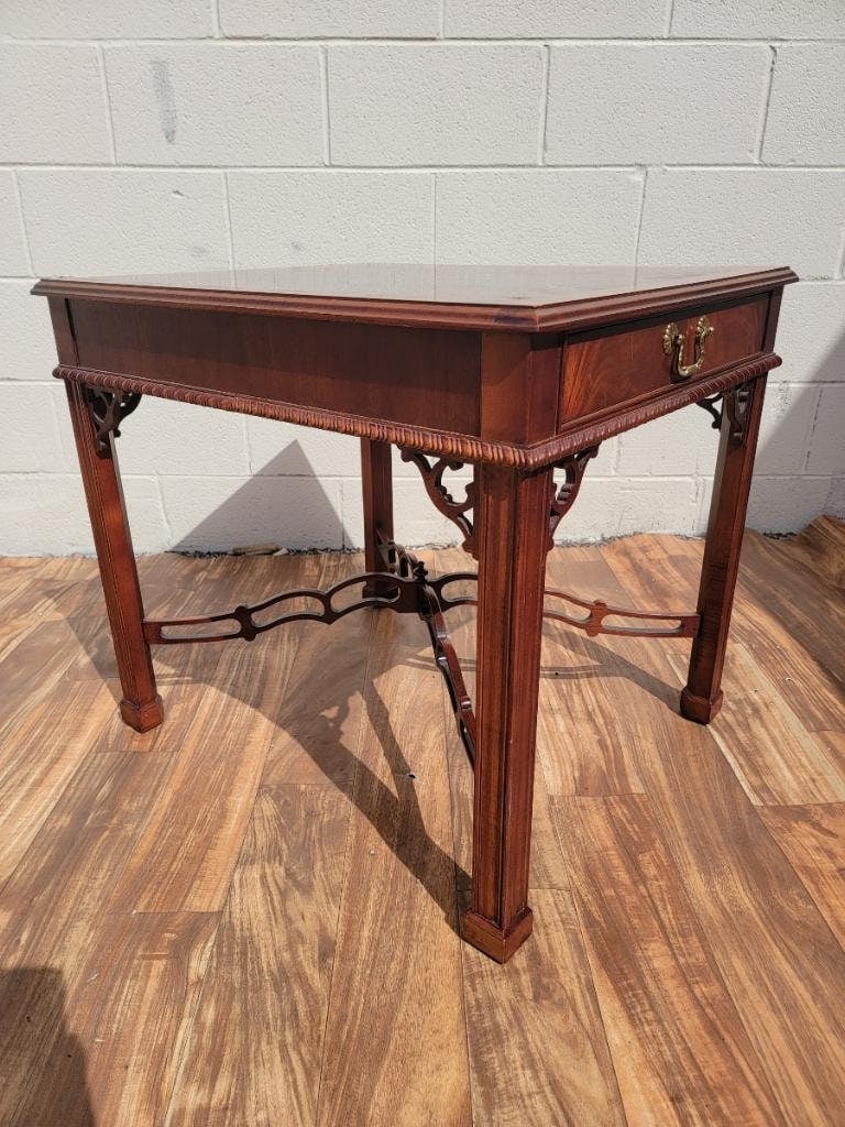 Vintage Chippendale Style Flame Mahogany Side Tables by Drexel Heritage - Set of 2 - 7