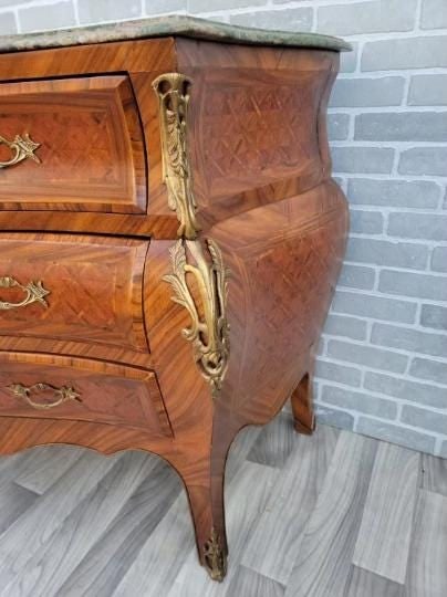 Antique French Louis XIV Style Tombeau Serpentine Commode Chest - 6