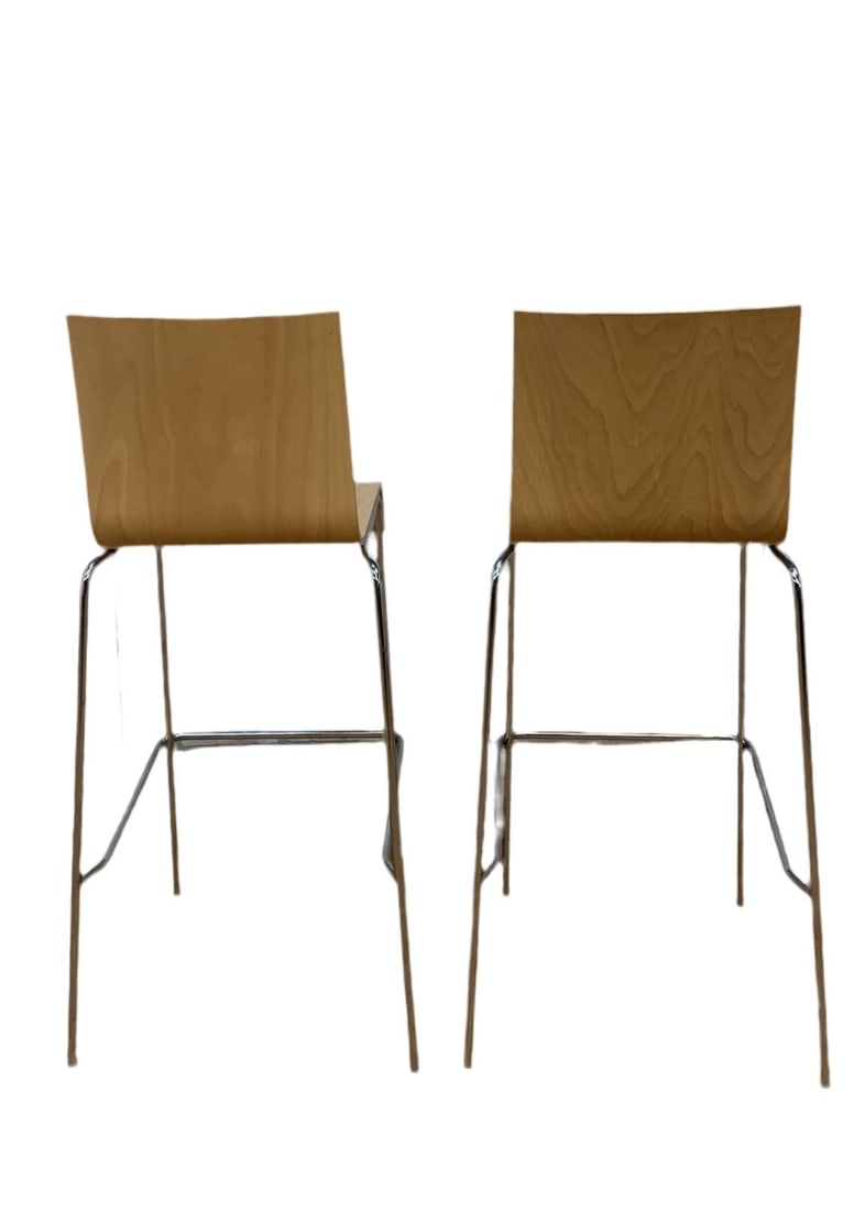 Vintage Postmodern Italian Bentwood Wave Bar Stools - Pair - 3