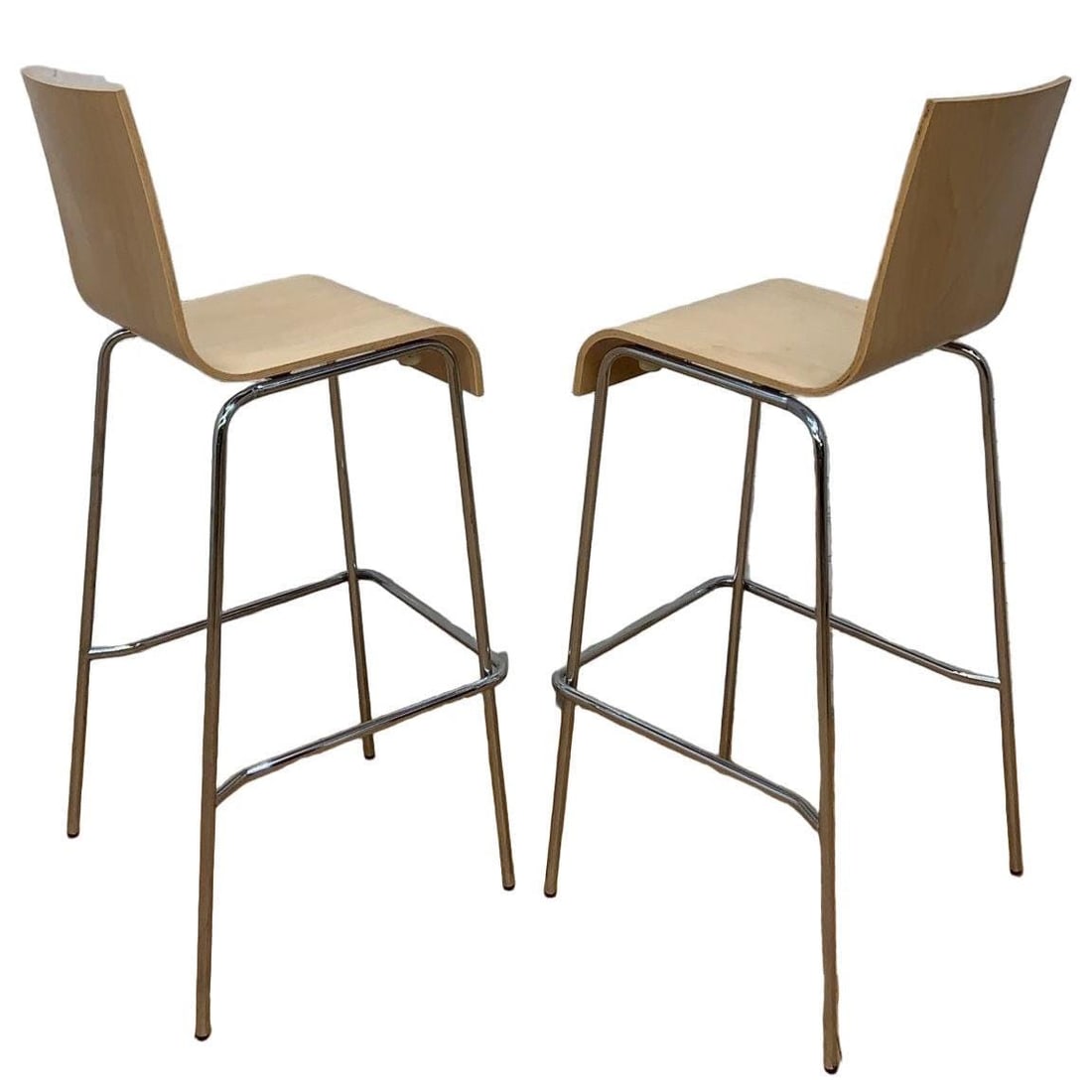 Vintage Postmodern Italian Bentwood Wave Bar Stools - Pair - 6