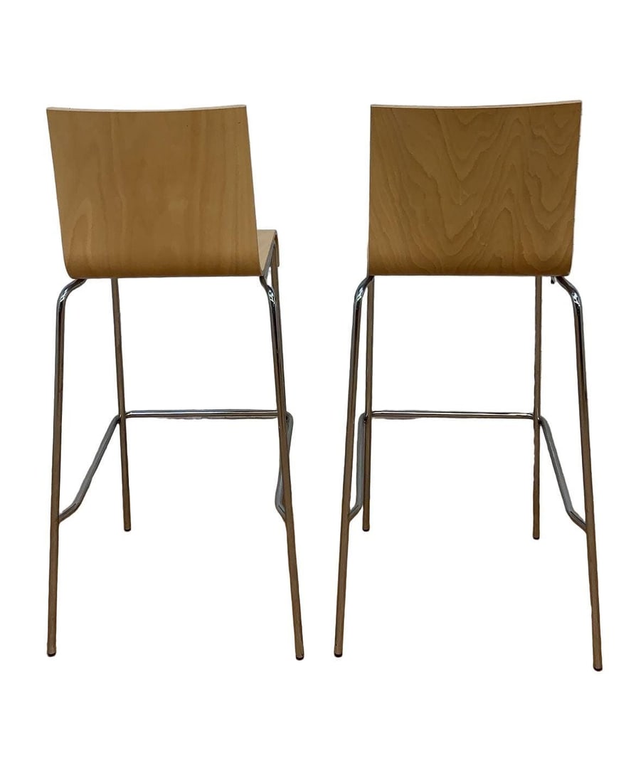 Vintage Postmodern Italian Bentwood Wave Bar Stools - Pair - 7