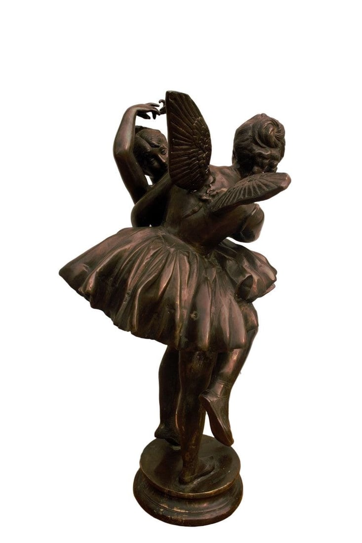 Vintage Bronze Winged Fairy Ballerina Statue - 4