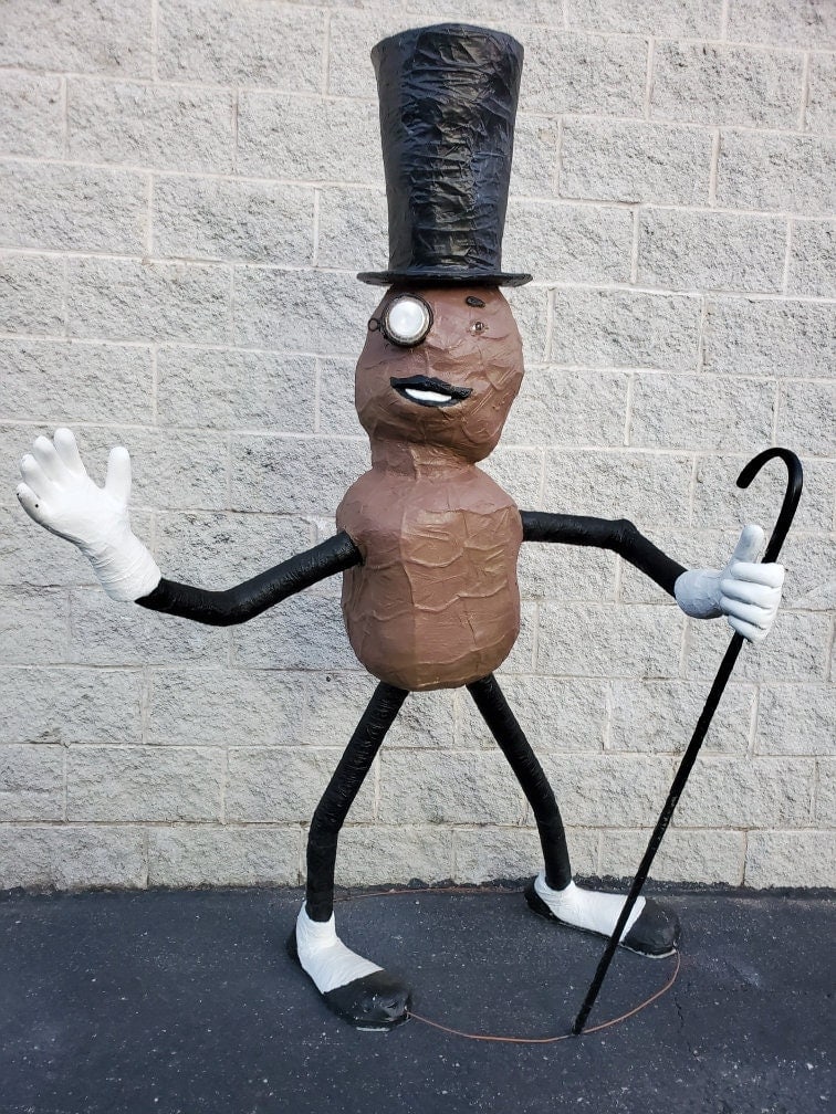 Vintage Oversized Paper Mache Planters Peanut Mr. Peanut Statue - 3