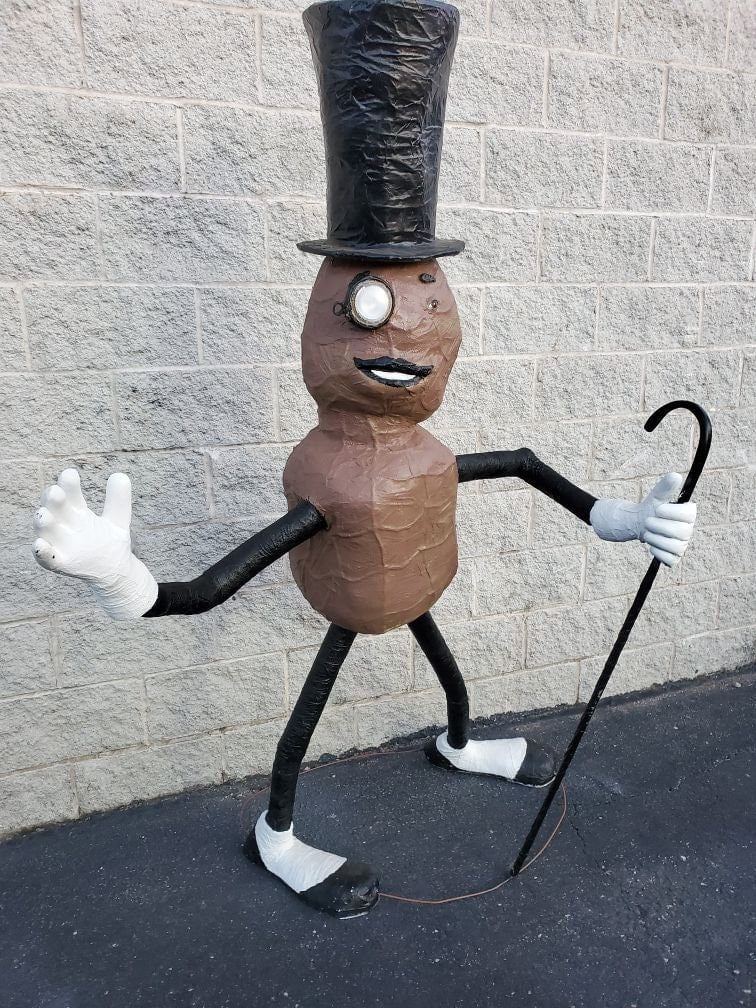 Vintage Oversized Paper Mache Planters Peanut Mr. Peanut Statue - 6