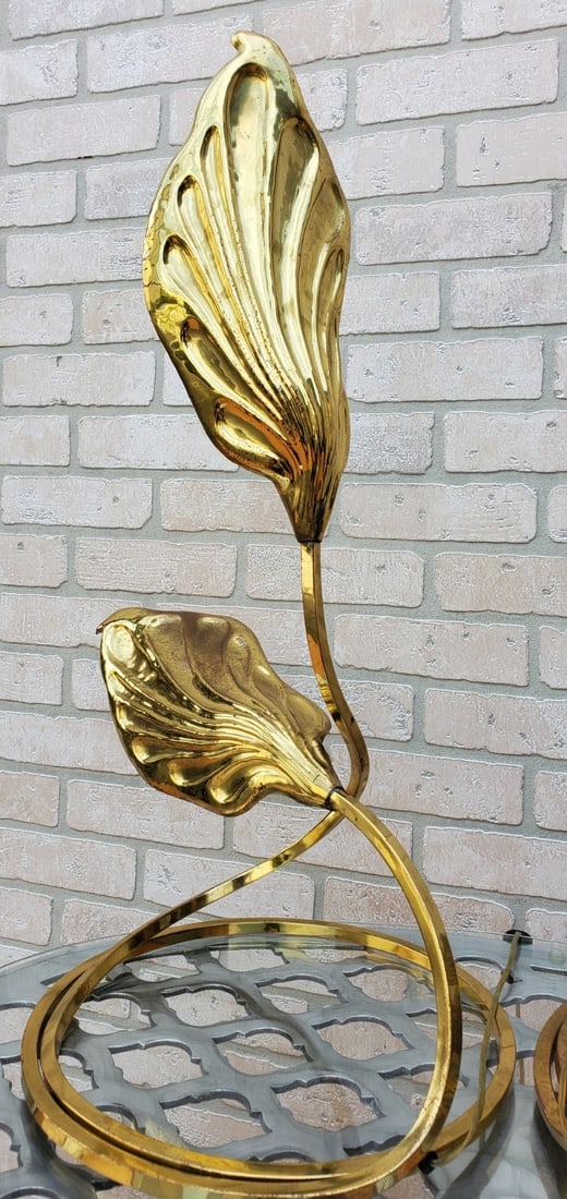 Mid Century Modern Italian Brass Double Leaf Desk Lamp by Carlo Giorgi & Tommaso Barbi - 7