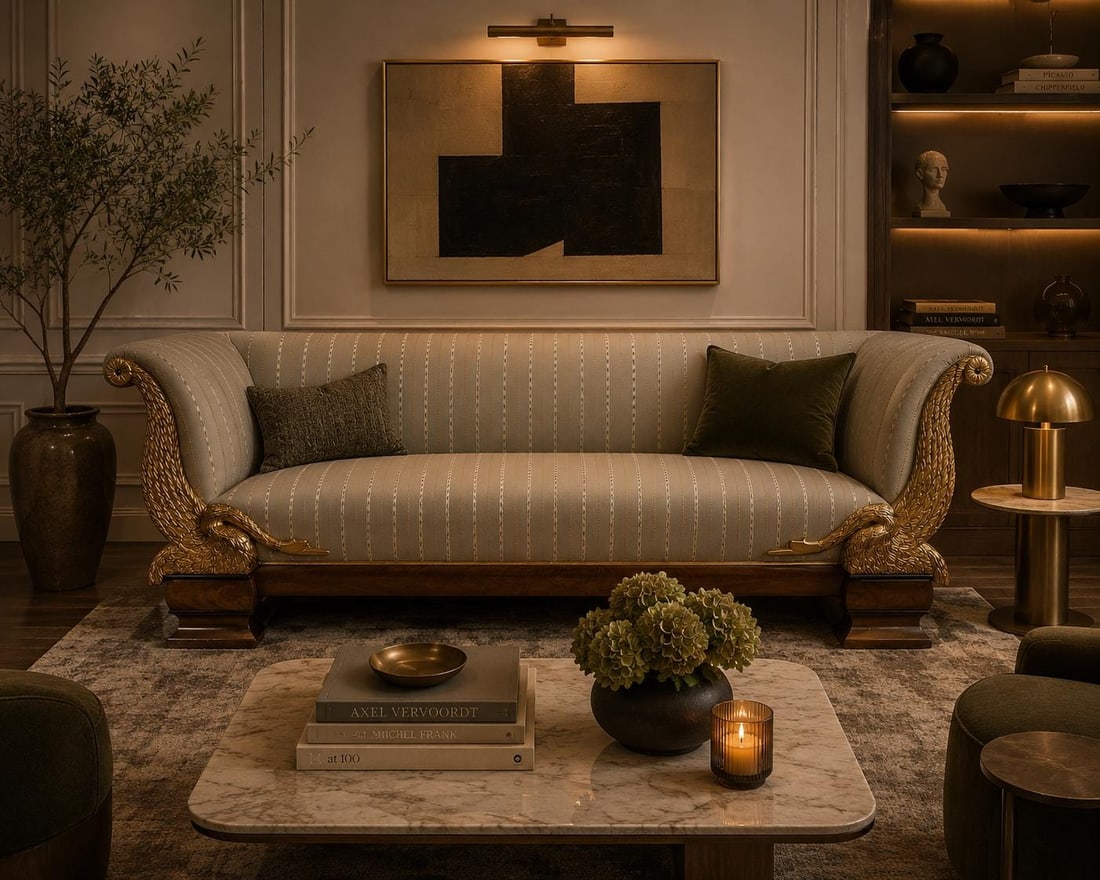 Antique Biedermeier Style Carved Goose Sofa - 2