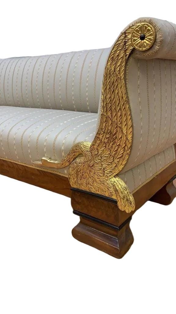 Antique Biedermeier Style Carved Goose Sofa - 4
