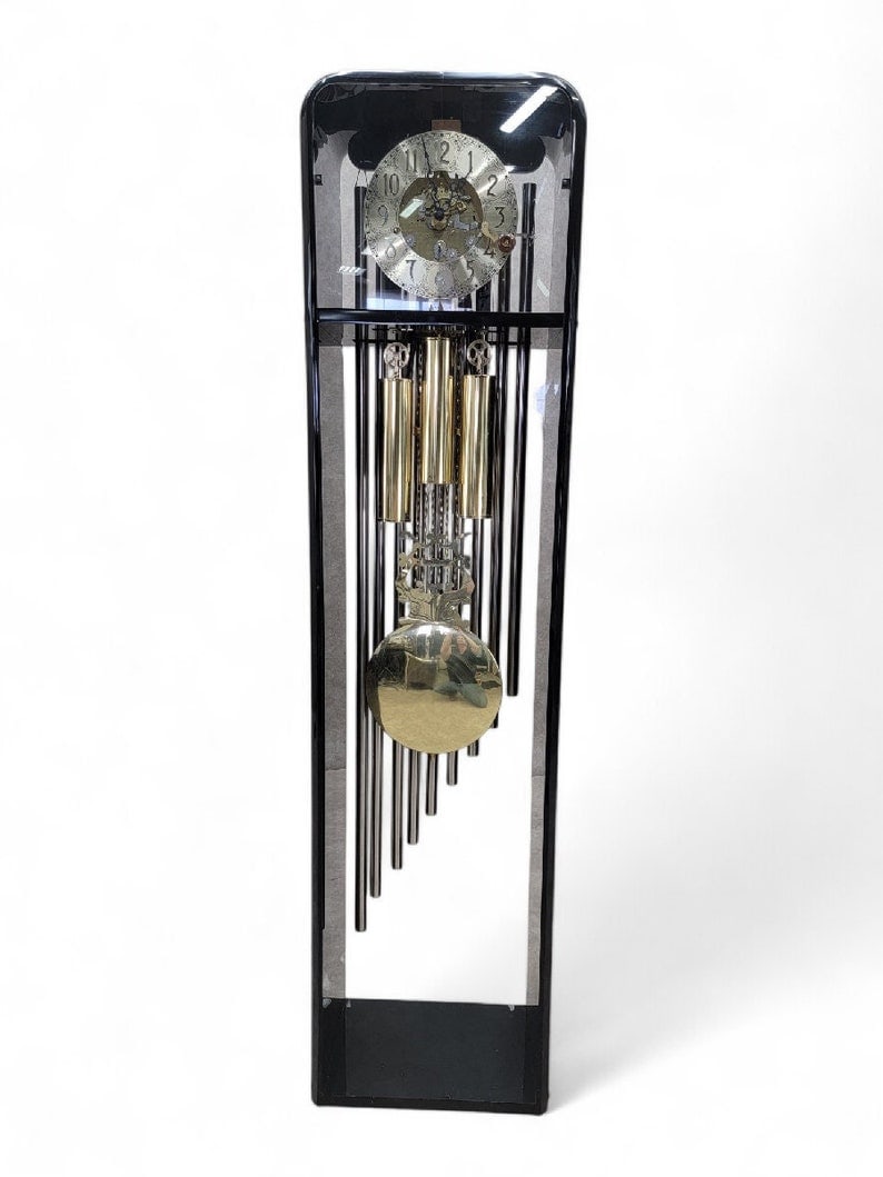 Vintage Modern German Hermle Black Forest Acrylic Cased 3 Chime Tubular Movement Grandfather Clock (1 of 8)