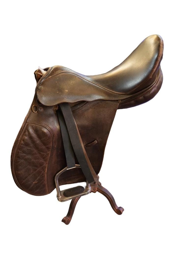Vintage Custom Equestrian Horse Saddle Swivel Stool - 2