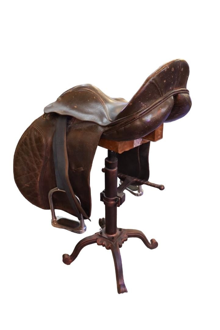 Vintage Custom Equestrian Horse Saddle Swivel Stool - 3