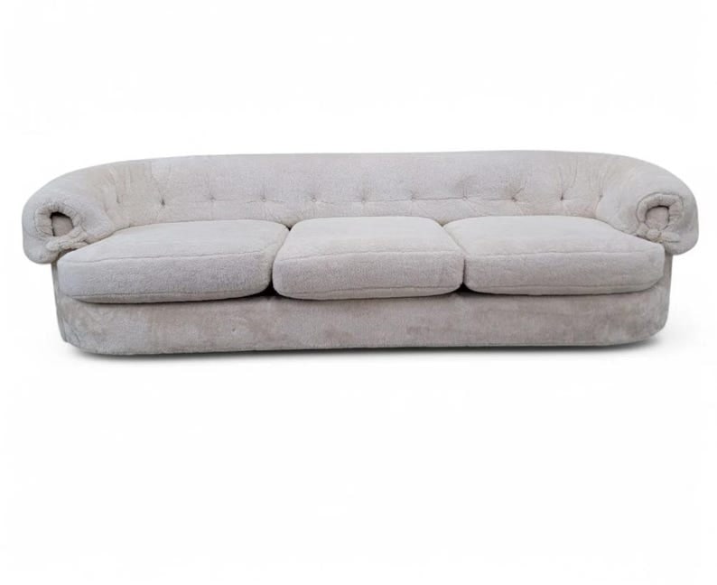 MCM Cream Teddy Bear Sofa by Schweiger Industries: Title: MCM Cream Teddy Bear Sofa by Schweiger Industries Description: *** , please contact us for a shipping quote. Mid Century Modern Cream Teddy Bear Sofa by Schweiger Industries Mid-Century Modern