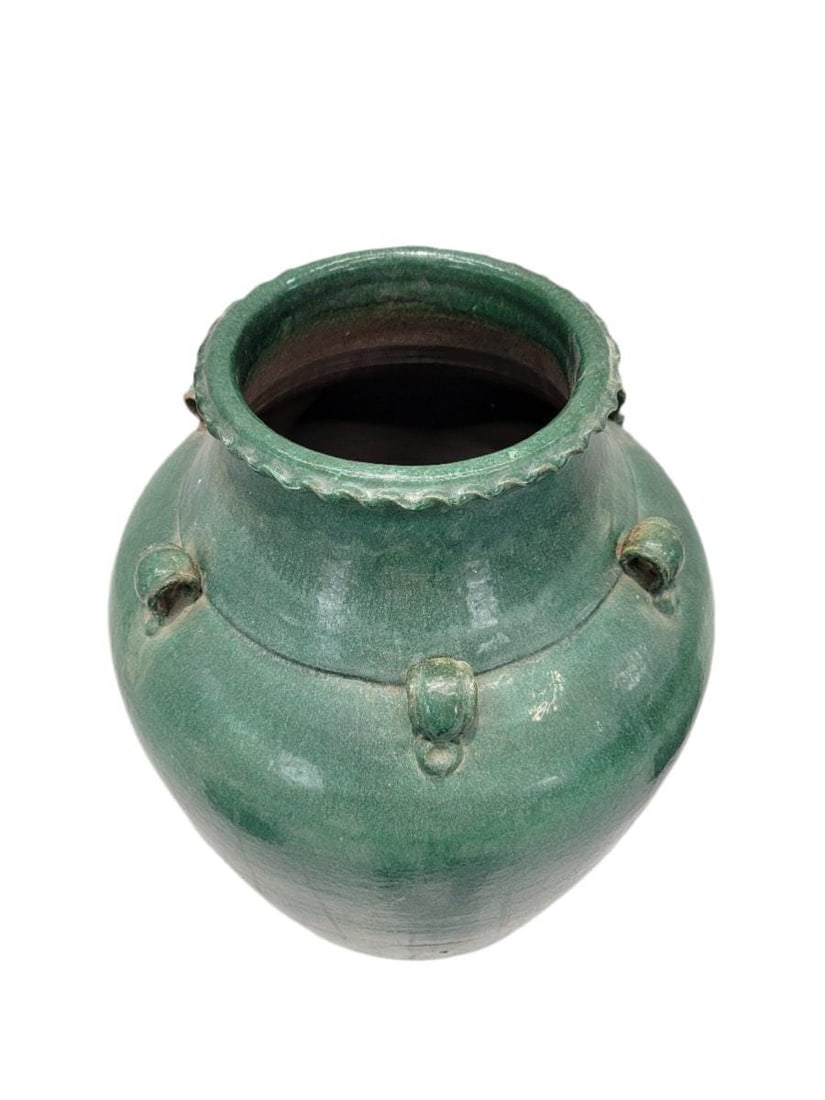 Antique Stoneware Green-Glazed Mataban Jar Vase - 4