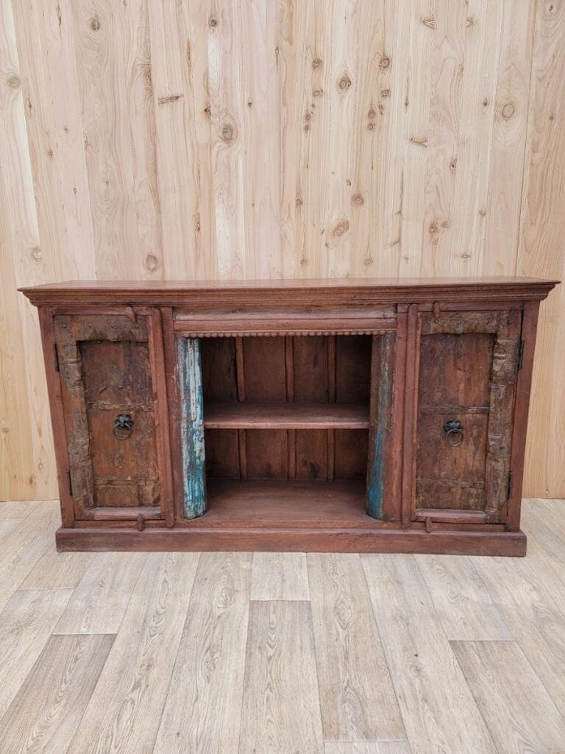 Vintage Moroccan Rustic Reclaimed Wood Media Cabinet: Title: Vintage Moroccan Rustic Reclaimed Wood Media Cabinet Description: Antique Moroccan Rustic Reclaimed Media Cabinet Antique rustic Moroccan reclaimed wood media cabinet with two antique reclaimed