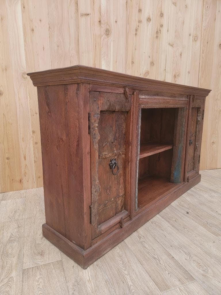 Vintage Moroccan Rustic Reclaimed Wood Media Cabinet - 3