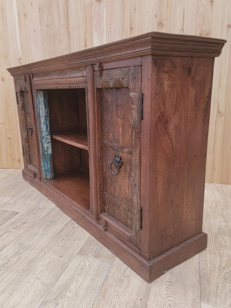 Vintage Moroccan Rustic Reclaimed Wood Media Cabinet - 4