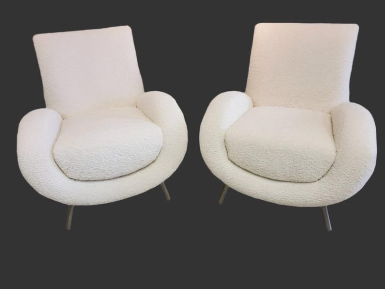 Postmodern Italian Club Chairs Newly Reupholstered - Pair (1 of 8)