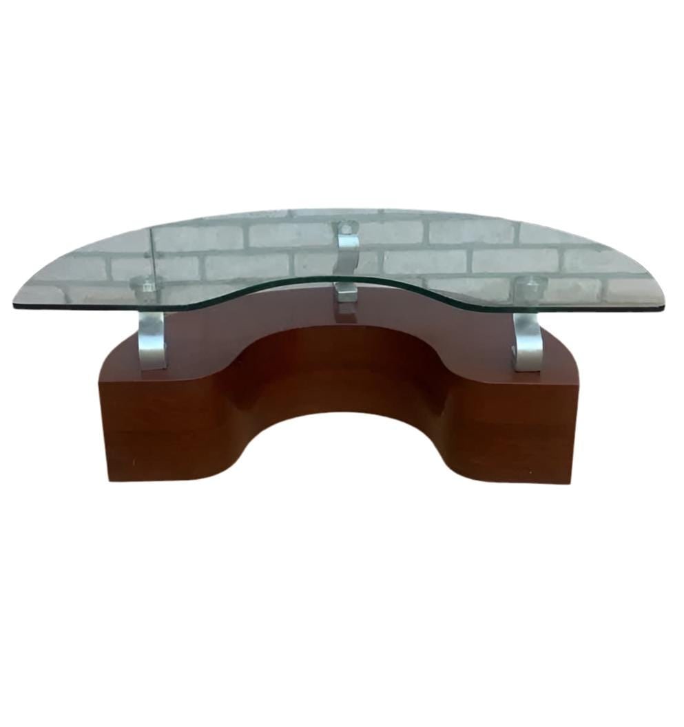 Contemporary Modern Curved Glass Coffee Table - 8