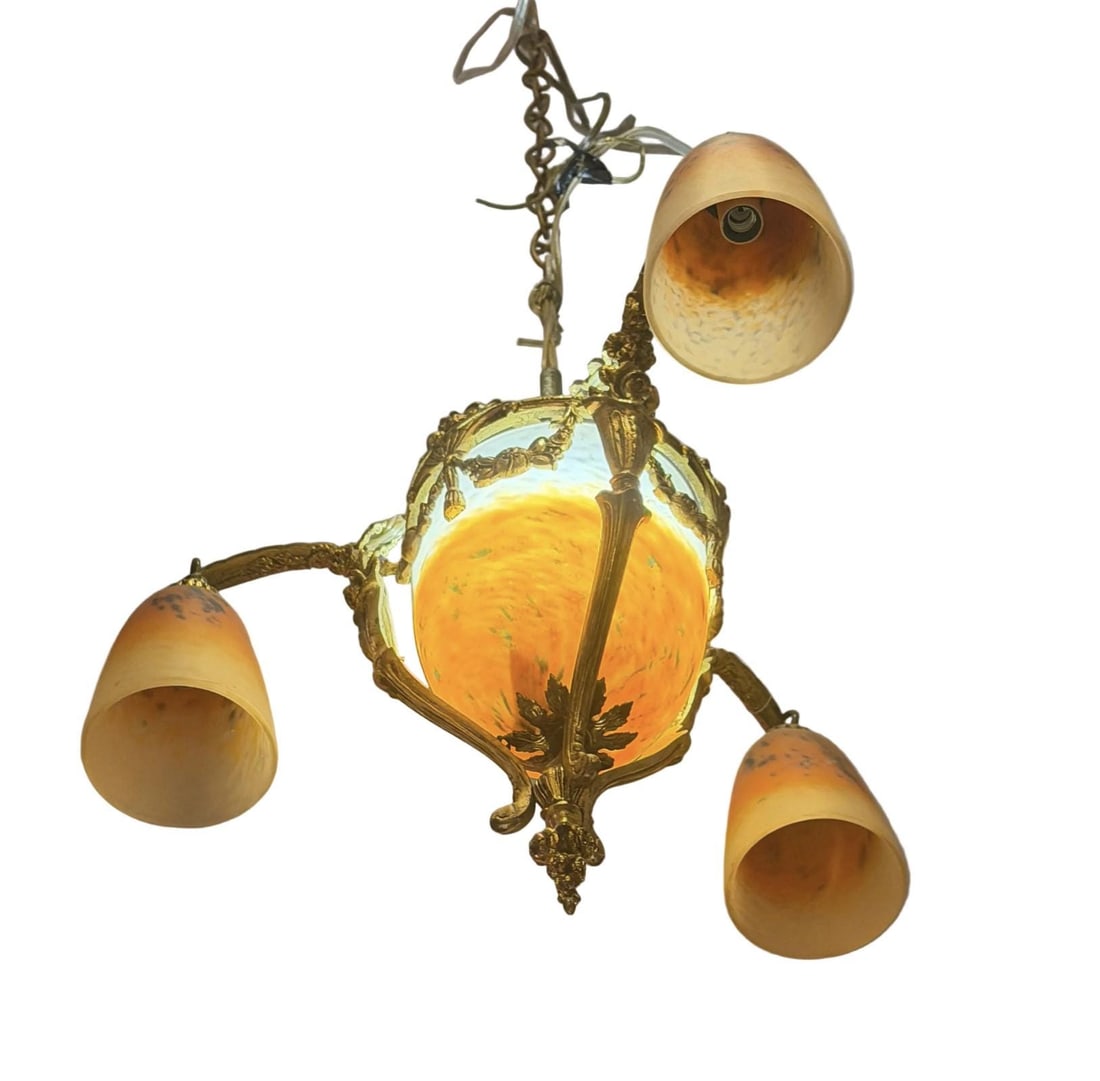 Antique French Art Deco Chandelier Attributed to Muller Freres - 7