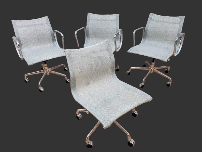 MCM Herman Miller Eames Grey Mesh Low Back Chairs – Set of 5 (1 of 5)