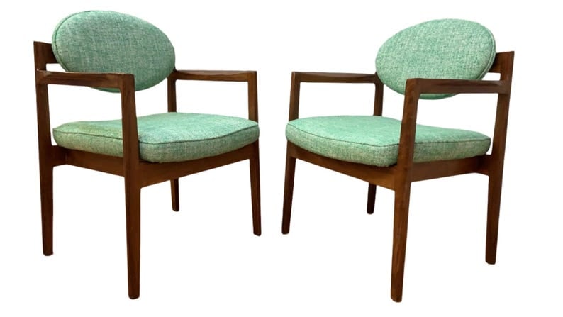 MCM Oval Back Chairs by Jens Risom Newly Reupholstered - Pair (1 of 8)