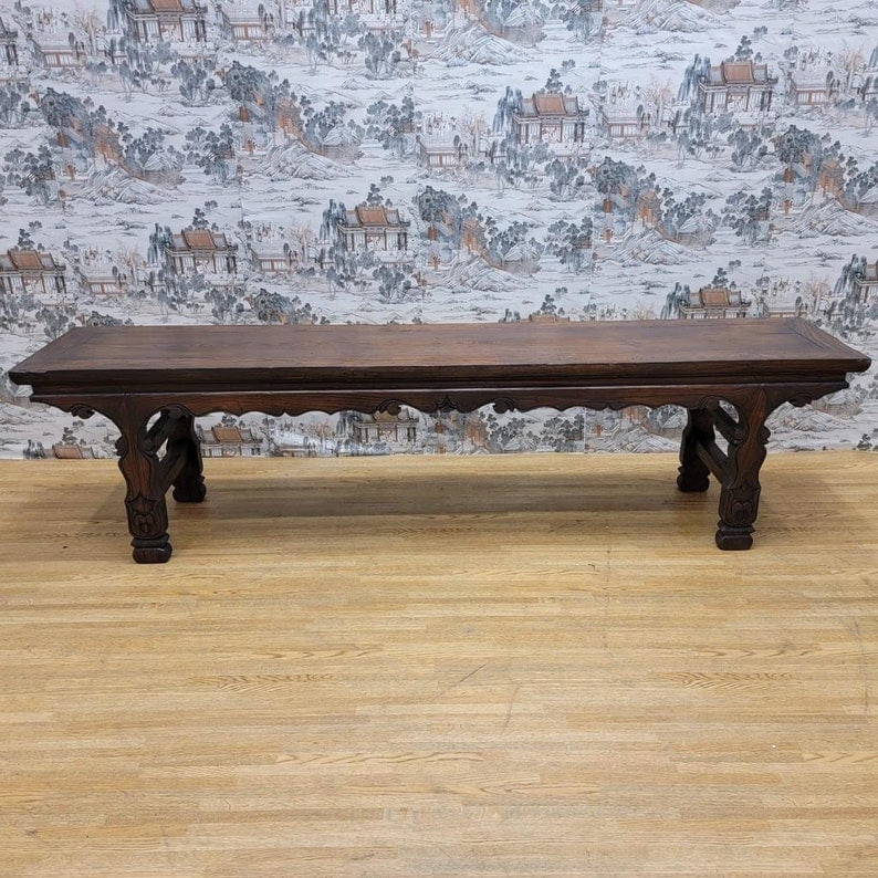 Antique Shanxi Province Carved Bench (1 of 8)