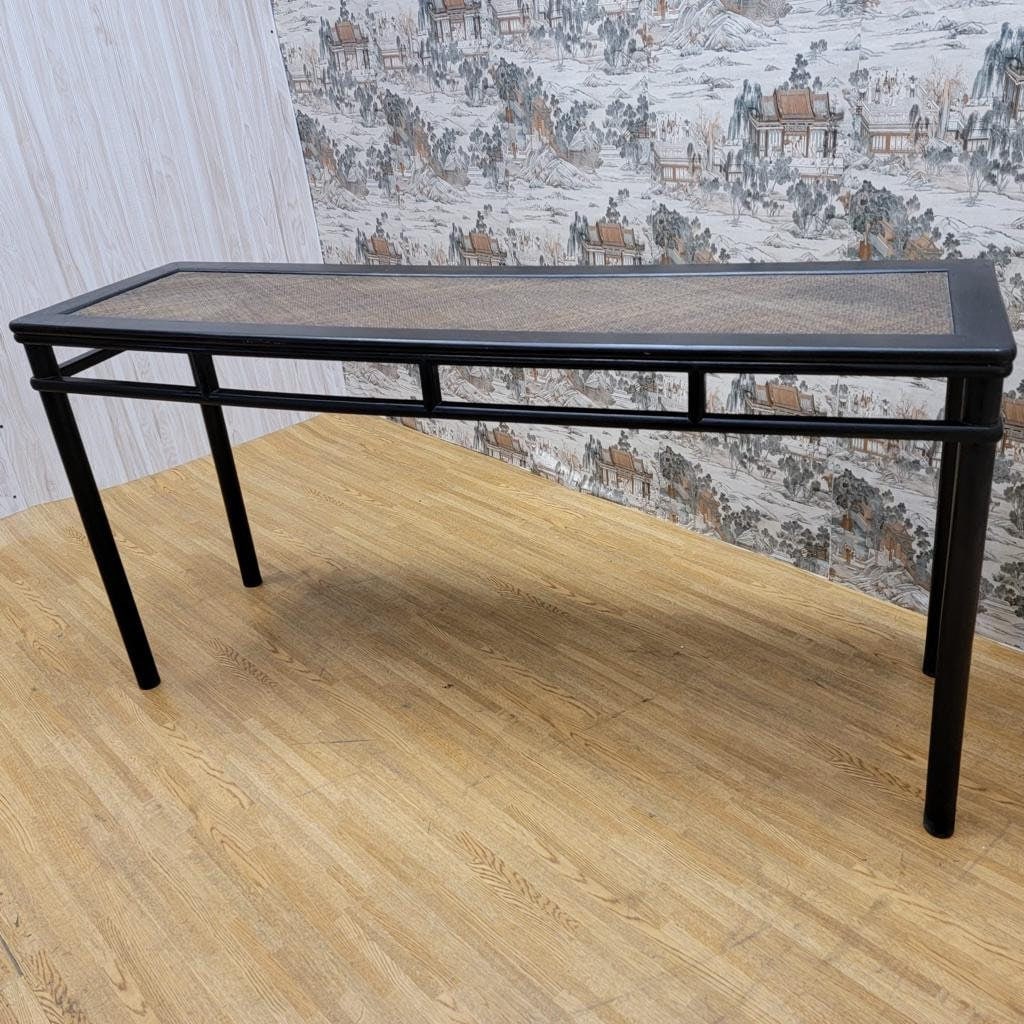 Antique Shanxi Province Black Lacquer Wicker Altar Table - 3
