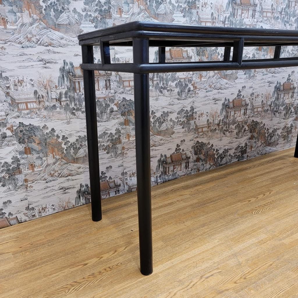 Antique Shanxi Province Black Lacquer Wicker Altar Table - 5