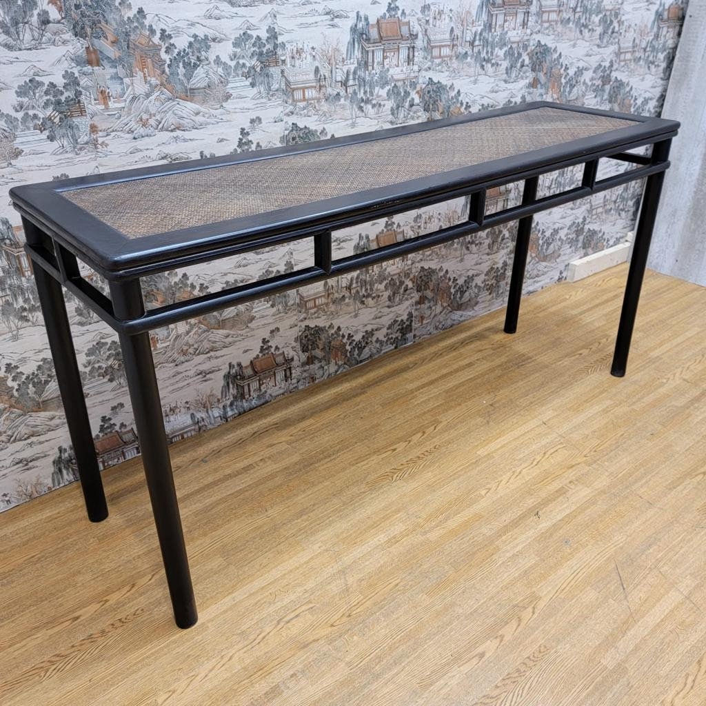 Antique Shanxi Province Black Lacquer Wicker Altar Table - 7