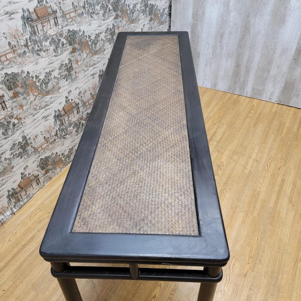 Antique Shanxi Province Black Lacquer Wicker Altar Table - 8