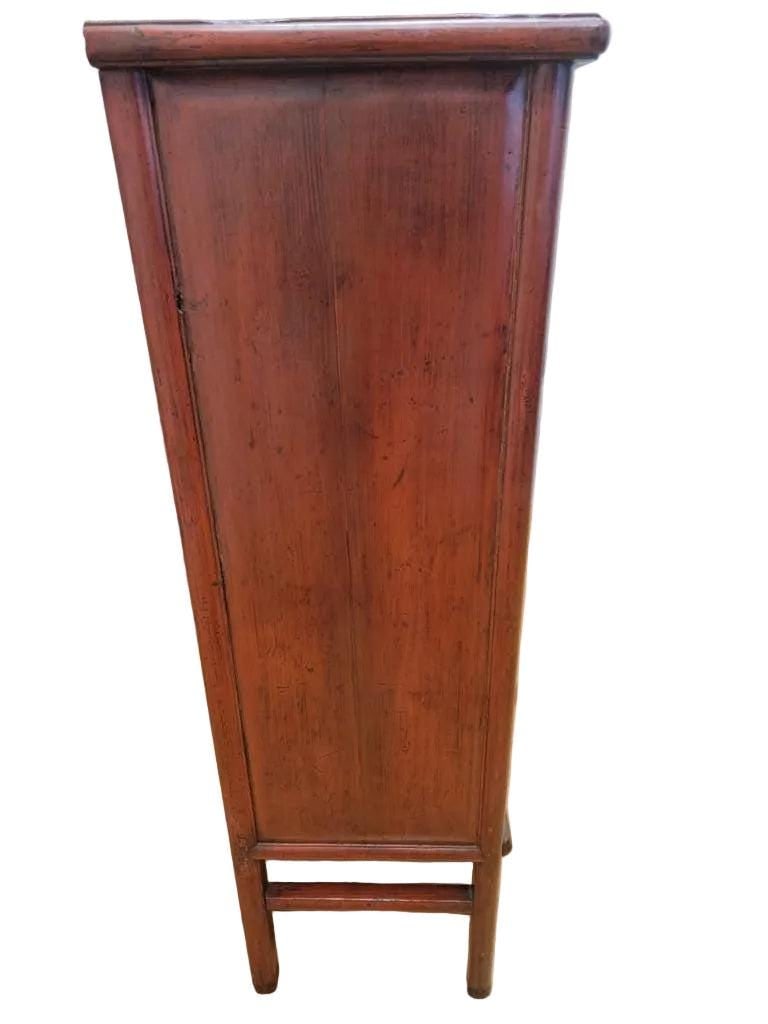 Antique Shanxi Province Elm Red Lacquer Cabinet - 4