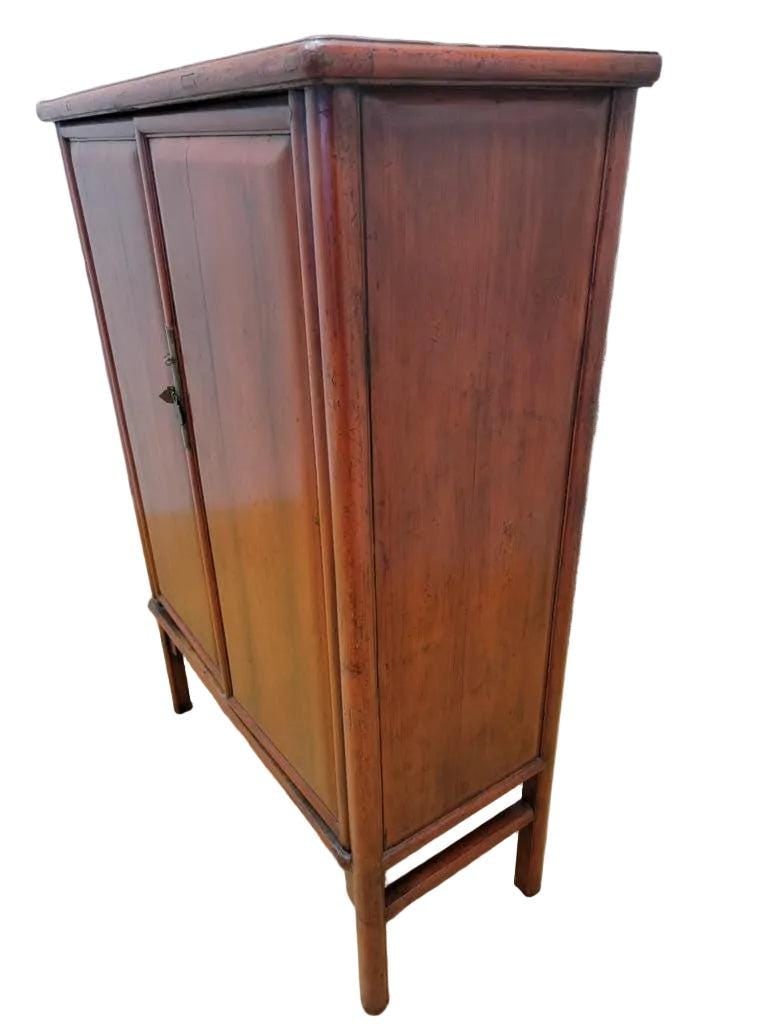 Antique Shanxi Province Elm Red Lacquer Cabinet - 5