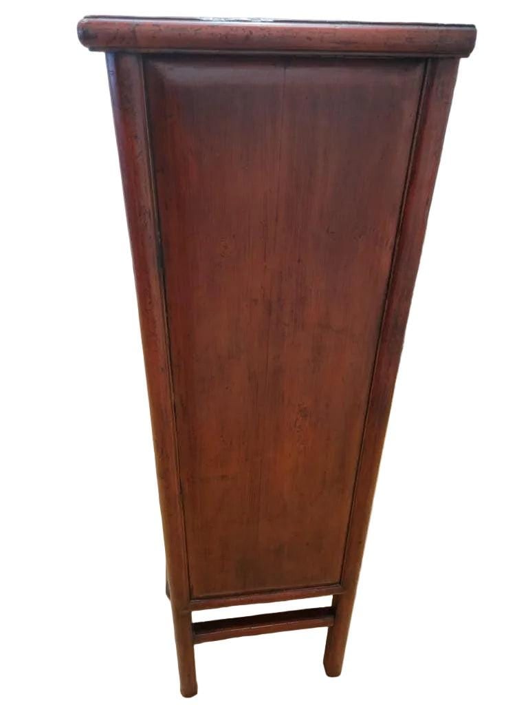 Antique Shanxi Province Elm Red Lacquer Cabinet - 6